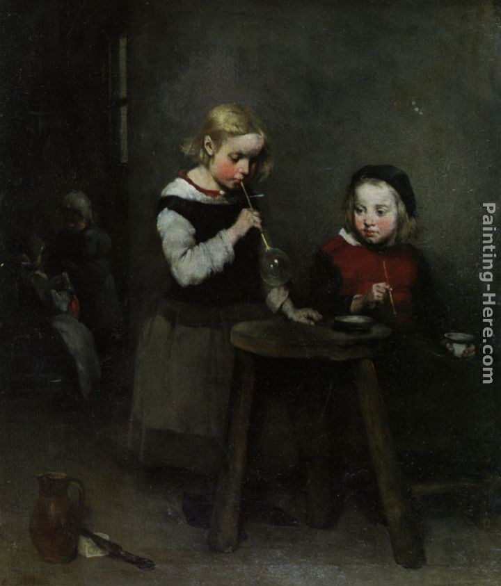 Theodule Augustine Ribot Children Blowing Bubbles
